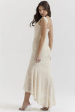Lace Textured Strap Wrap Midi Dress-Outfit