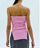 Top Summer New Temperament A Word Shoulder Wrapped Chest Sexy Back Open Slit Sweater Woman-Outfit