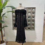 Spring Romantic Elegant Lace Shoulder Horn Long Sleeves Of Long