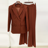 Fongt Star Fashion New Double Buckle Suit Jacket Horn Trousers Set Two Sets
