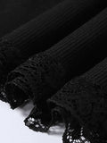 V Neck Lace Trim Bodycon Strap Mini Dress-Outfit