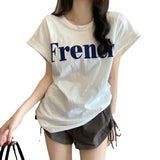 Fongt New Net Red Ins Super Fire Show Thin Shoulder Sweet Cool Short-Sleeved T-Shirt Loose Female Summer Student Coat