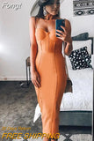 Dress evening 2023 summer women's long maxi bodycon dress ribbed orange red black sexy party dress club birthday