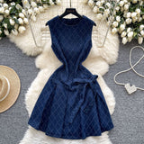 Fongt Dress Woman 2025 Summer Design Small Bow Tie Belt Waist-Free Vest Skirt