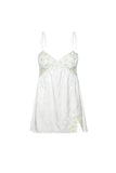 White Floral Satin Mesh Tie Up Slip Mini Dress-Outfit