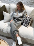 Embroidered 2 Piece Sets for Women Autumn Winter 2023 Sport Loose Sweatshirt Sweatpant Sets Suit Fashion Outfits Female-Outfit