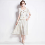 Fongt Small Scent Dress Female High-End Exquisite Temperament Lace Spliced 100 Folded Long Dress Dress Dress Dress