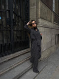 Fongt Eastern Women's OL Elegant Wind Button Striped Broad Leg Trousers Set Commuting 2025 New