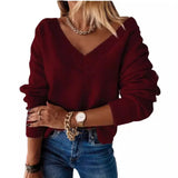 Fongt Fall / Winter 2023 Women's Long-Sleeved V-Neck Loose Knit