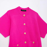 New Short-Sleeved Button Decorative Round-Collar Knitted Coat 6427031-Outfit