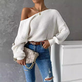 Fongt New Open Back Knit Sweater Long Sleeve Long Sleeve Knit Sweater Woman-Outfit