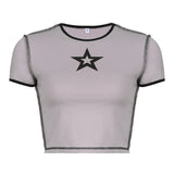 Stitched Star Print Baby Crop Top-Outfit
