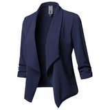 Wise Hot Style Slim Long Sleeve Pleated Suit Collar Solid Color Versatile Small Suit Jacket Size 10-Outfit