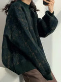green knitted sweater with check