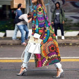 Extended Double Breasted Printed Loose Trench