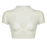 Fongt Sexy Thin Spring Perspective Open Fork Design T-Shirt Hottie Short External Mesh Sunscreen Shirt