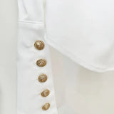 Fongt New Star Fashion Simple Repair White Long-Sleeved Horn Sleeve Shirt
