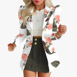 Crocheted Flower Printed Elegant Graceful Commute Slim-fit Suit