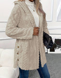 Fongt 2025 Ebaywish Hooded Solid-Colored Open-Shirt Button-Buttoned Long-Sleeved Casual Jacket