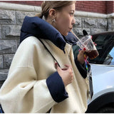 Removable Puffer Hoddie Patchwork Zipper Jacket-Outfit