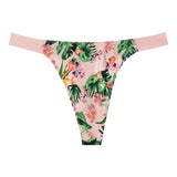 Ice Silk Scarless Thongs Women Print Low-Waist Sexy T-Sants Hot Seduction Yoga Invisible Trousers