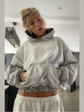 Fongt Print Splicing Short Hooded Hoodie 2025 New Loose Design Hoodie Hoodie Woman