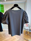 New T-Shirts Causal O-neck Patchwork Puff Sleeve Shirts for Women Chic Korean Sweet