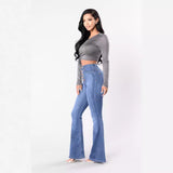 Fongt Spring And Summer New High-Rise Elastic Micro-Tipped Jeans Woman
