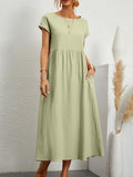 Fongt Solid Color Sleeveless Loose Cotton Into Pocket