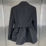 Minimalist Solid Fold Pleated Female Blazer Notched Long Sleeve Loose Waist Patchwork Women's Coat 2021 Autumn