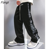 Men Pants Solid Baggy Loose Elastic Pants Sweatpants Casual Pants Trousers Large New straight Grey
