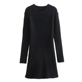 Fongt Women's Clothing 2025 Autumn And Winter 2025 New Round Neck Long-Sleeved Knitted Dress