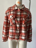 New Lapel Plaid Button Loose Long-Sleeved Woolen Coat-Outfit