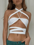 Strap Detail Crop Halter Cami Top-Outfit