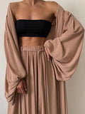 Summer Women Three Piece Set Soft Wrap Cardigan Tops And High Waist Pants Suit Female Casual Simple Tracksuits