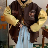 Vintage Badge Embroidered Varsity Jacket-Outfit