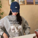Letter Printed Round-Neck Long-Sleeved Hoodie For Women In Autumn And