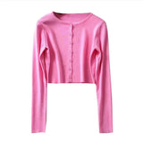 New Summer Thin Knitted Cardigan Women Spring Long Sleeve Basic Cropped Sweaters Female Casual Short Jumper