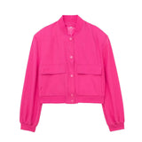 Autumn Women's Jacket Large Pocket French Solid Color Single Breasted Baseball Uniform Y13-69536-Outfit