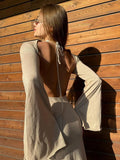 Fongt Sexy Bareback Dress Knitted Thin Autumn And Winter 2023 Holiday