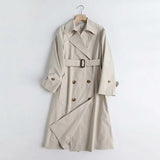 2021 Autumn Women England Style Classic Long Coat Elegant Long Sleeve with Blet Office Lady Coats