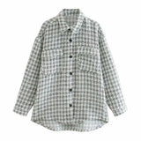 New Women Jacket Oversized Thicken Warm Casual Fashion Checked Tweed Textured Women Coat Outfits