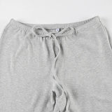 Solid Wrap Around Top And Drawstring Pants Set-Outfit