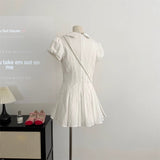 Fongt Zhengen College Style White Bubble Sleeve Shirt Dress Female Summer Temperament Small Sweet Short