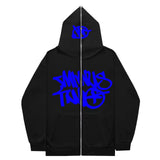 Fongt New High Street Hip-Hop National Tide Printing Zipper Clothing Fashion Fashion Couple Hooded