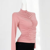 Fongt A Half-High Neck And Long-Sleeved Bottom Top With A High Stretch Top-Outfit