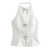Fongt Summer New Bow Ornament Hanging Neck Repair Small Waistcoat Woman B88687