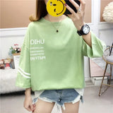 large size Women T-shirts cotton half Sleeve tshirt Female letter Printing Korean students Casual Patchwork t shirt