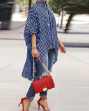 Button Comfortable Versatile Loose Striped