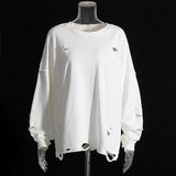 Korean Version Of The Personalized Street Wind 2025 Summer New Hole Design Loose Round Collar Long Sleeves Solid Color Jacket Woman